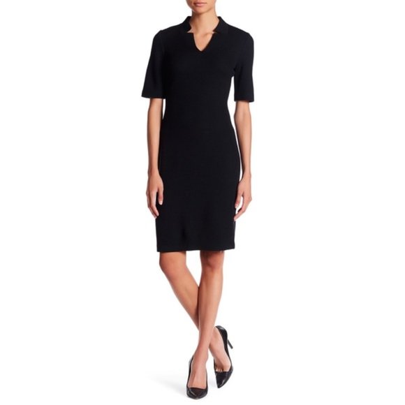 St. John Dresses & Skirts - St. John Milano Knit Notch Collar Sheath Dress
